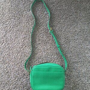 J Crew Leather Signet Crossbody Bag Green EUC
